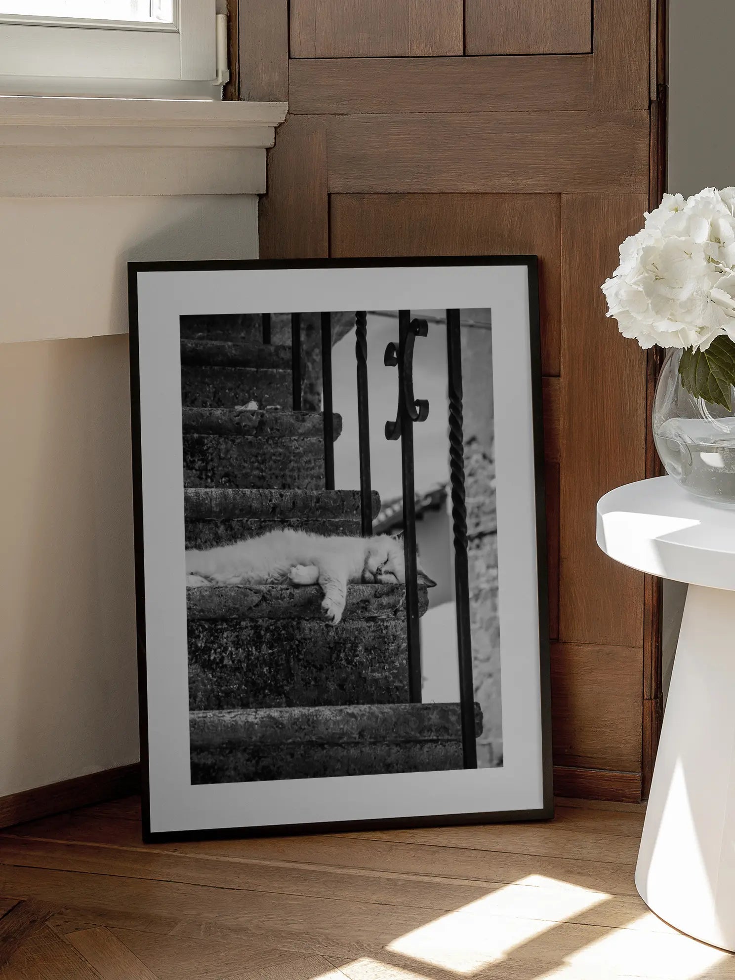 Cat on the Stairs Poster