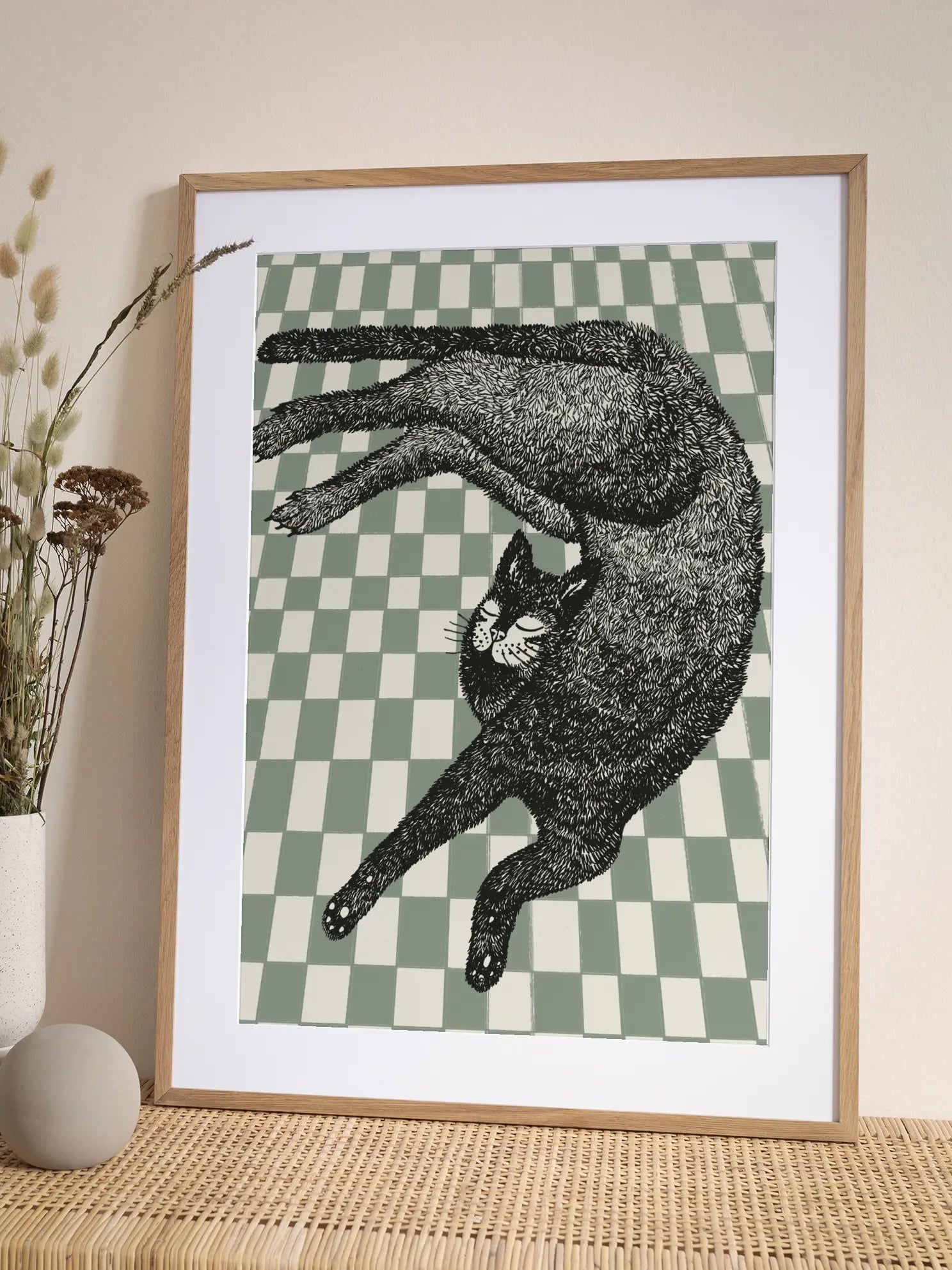 Checkered Cat Poster