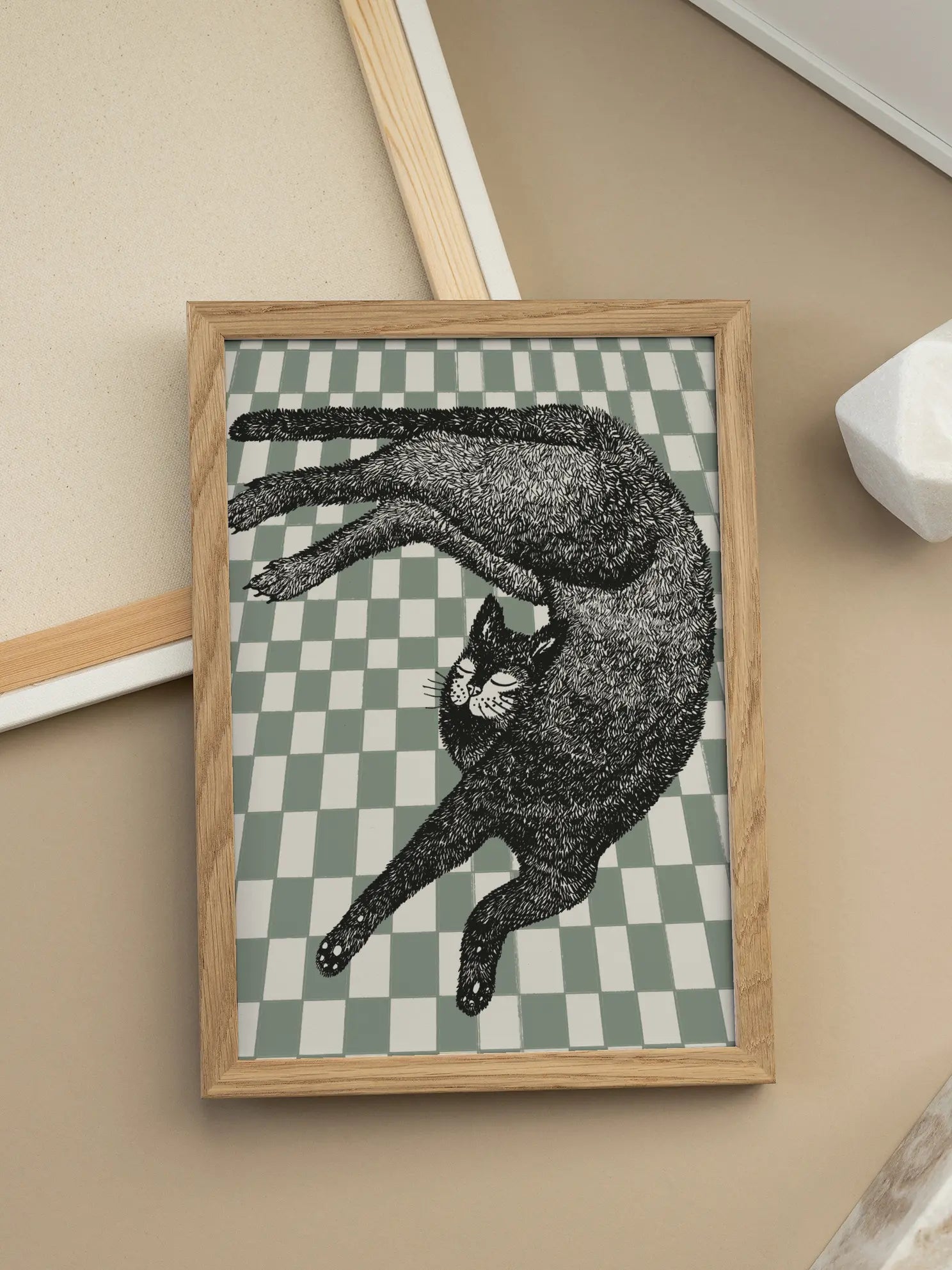 Checkered Cat Poster