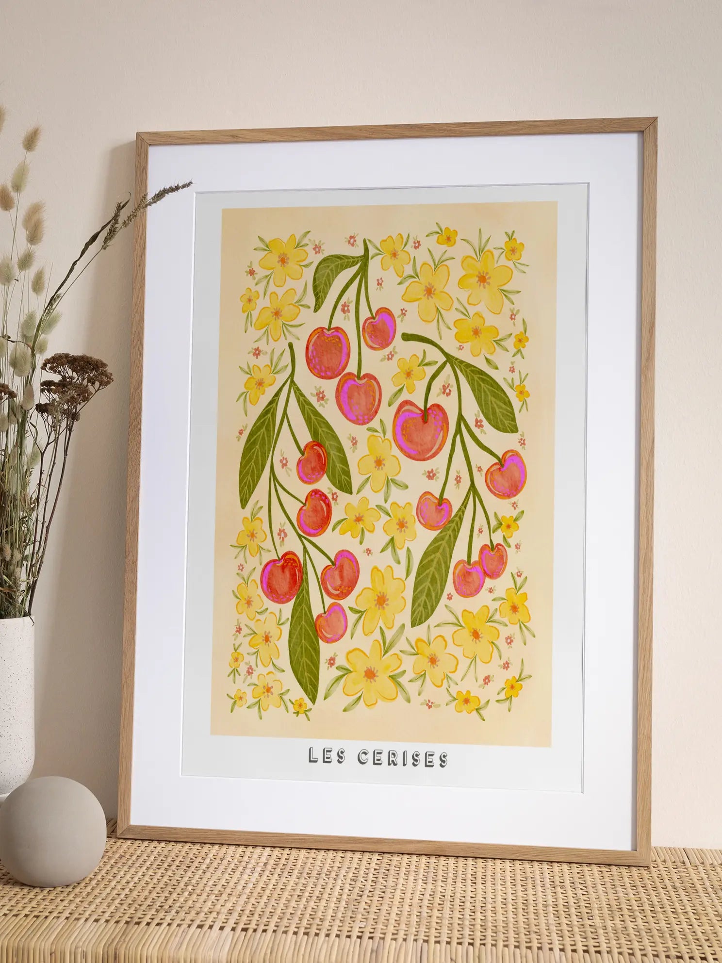 Cherry Botanical Illustration Poster