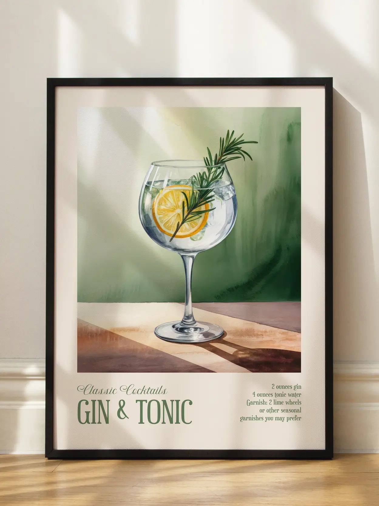 Classic Cocktails Gin & Tonic Poster
