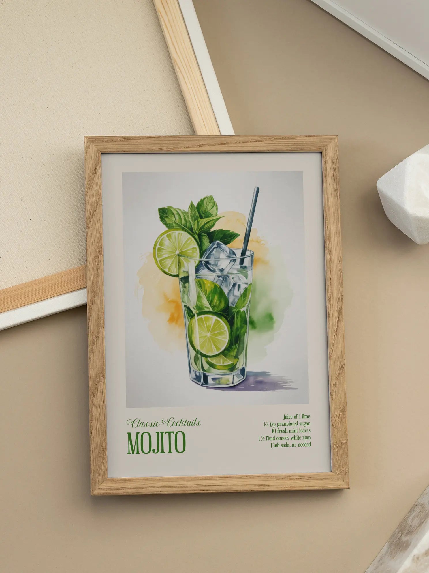 Classic Cocktails Mojito Recipe Poster
