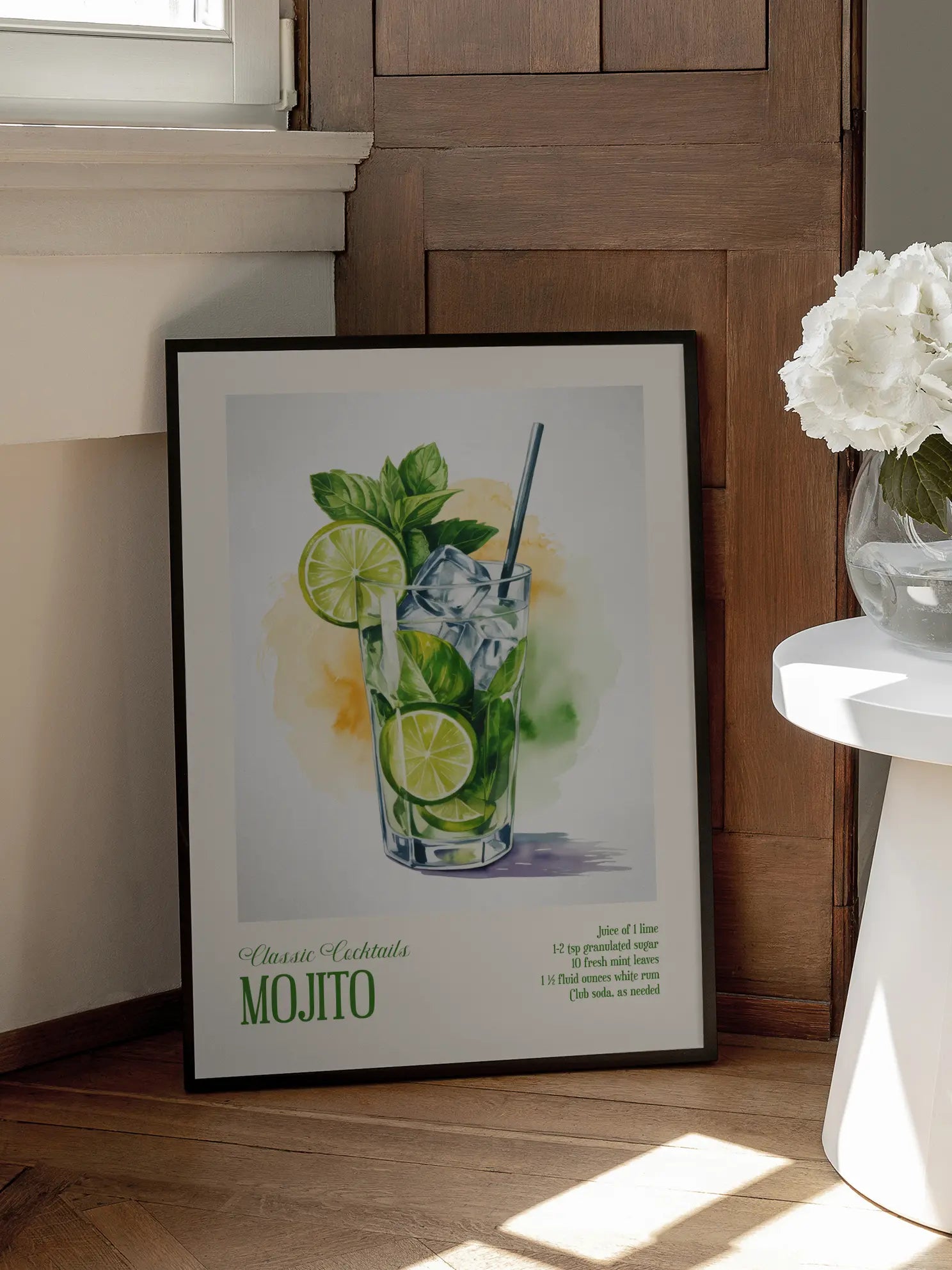 Classic Cocktails Mojito Recipe Poster