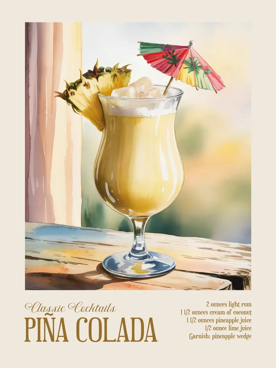 Classic Cocktails Pina Colada Poster
