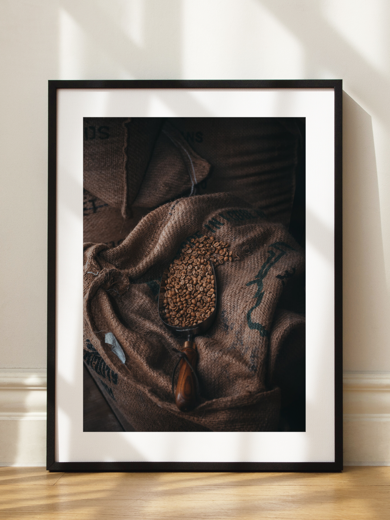 Coffee Beans Jutesack Texture Poster