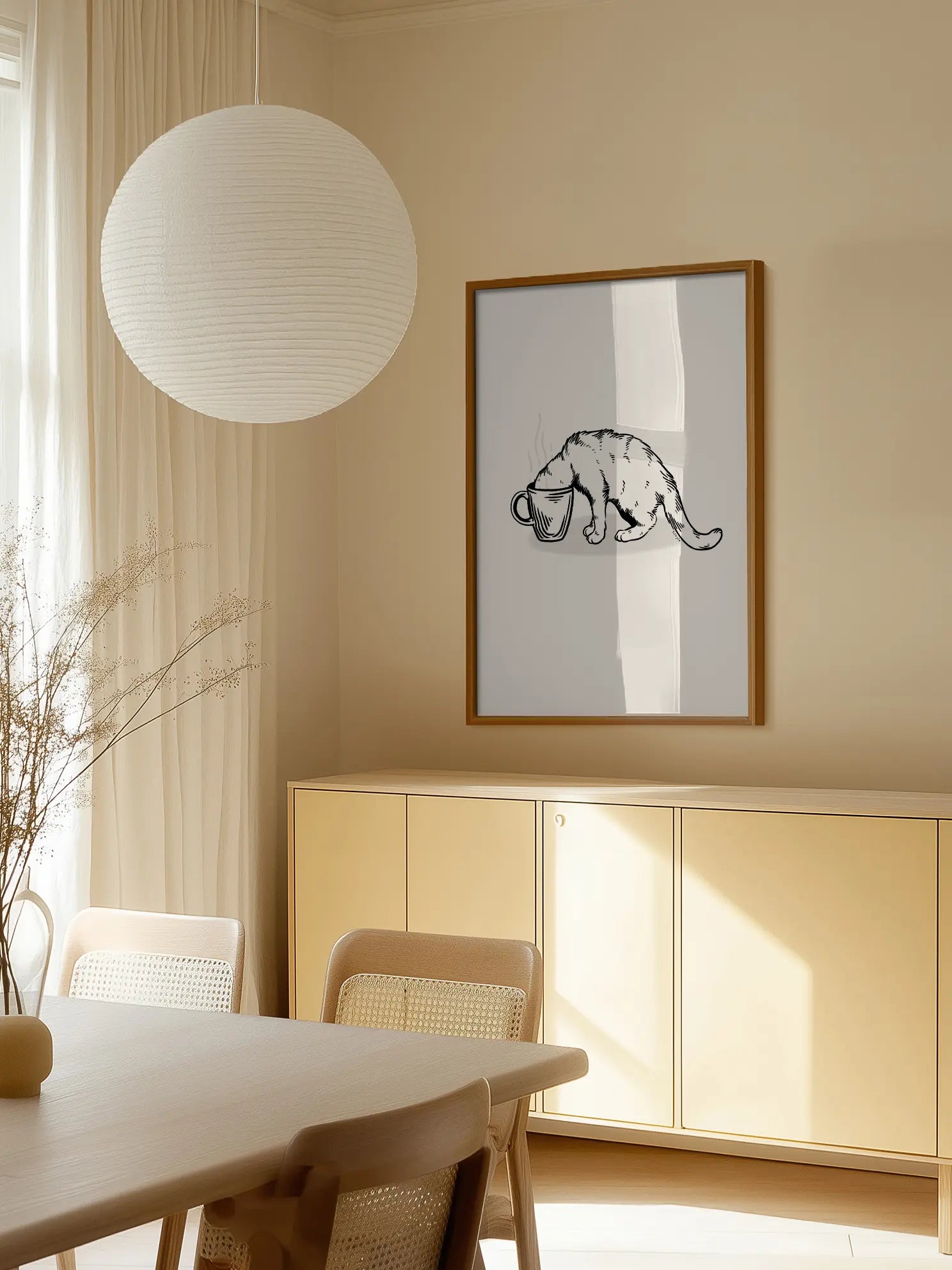 Coffee Cat in black Poster