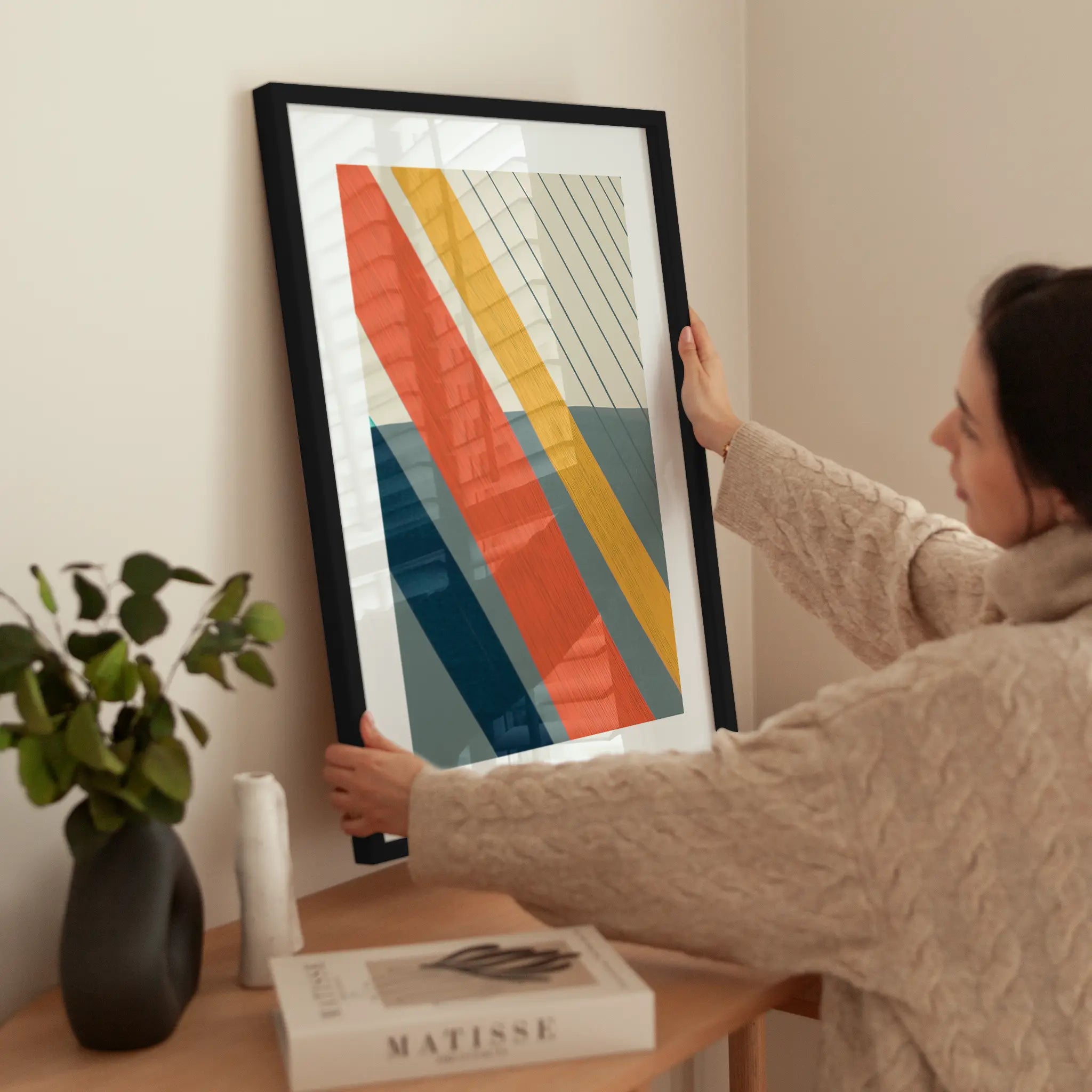 Color Block Stripes wird aufgehängt