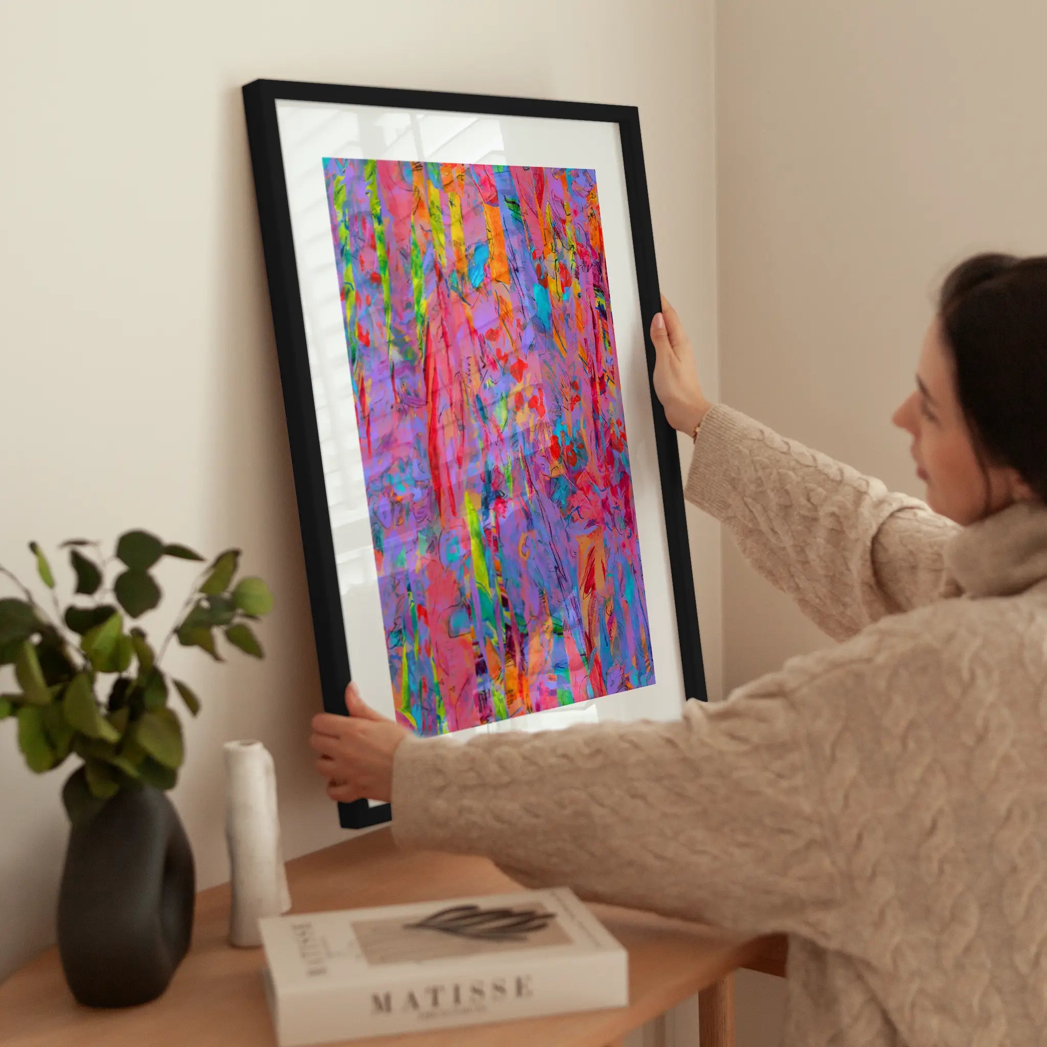 Colorful Collage wird aufgehängt