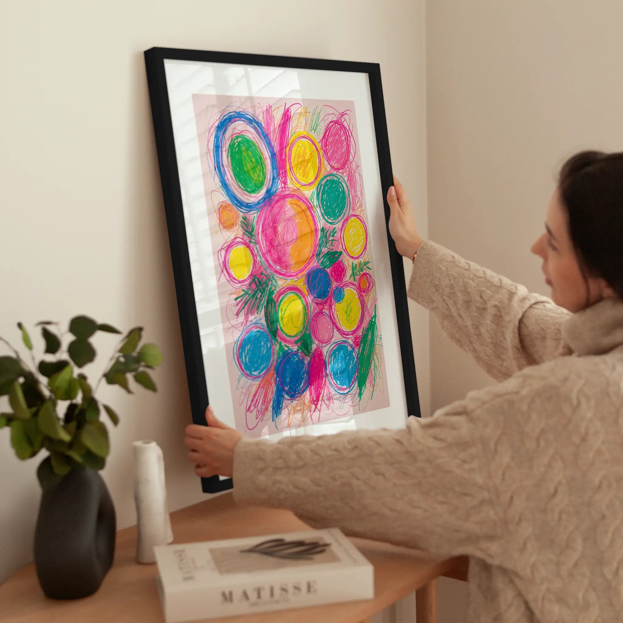 Colorful Crayon Circles wird aufgehängt