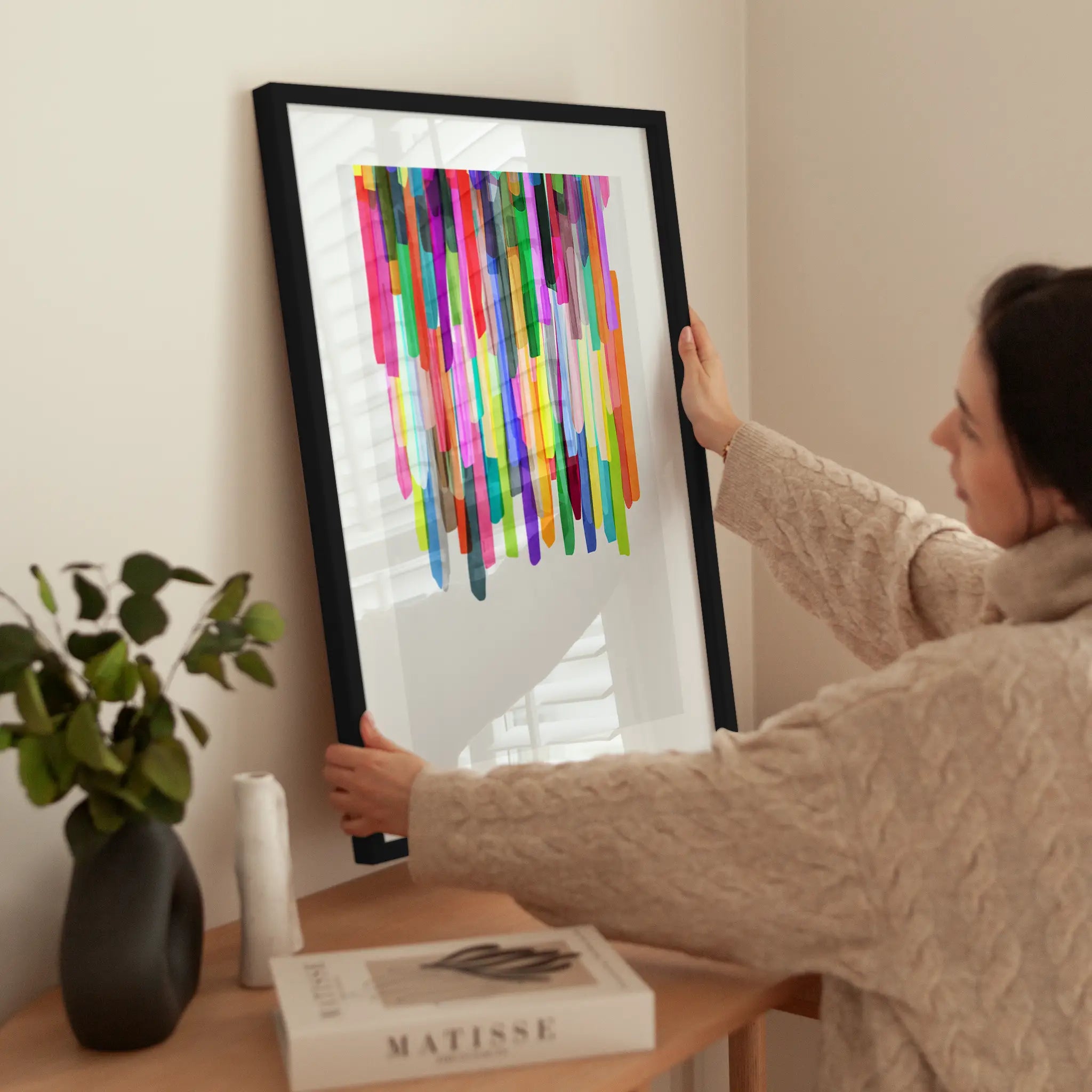 Colorful Drips wird aufgehängt