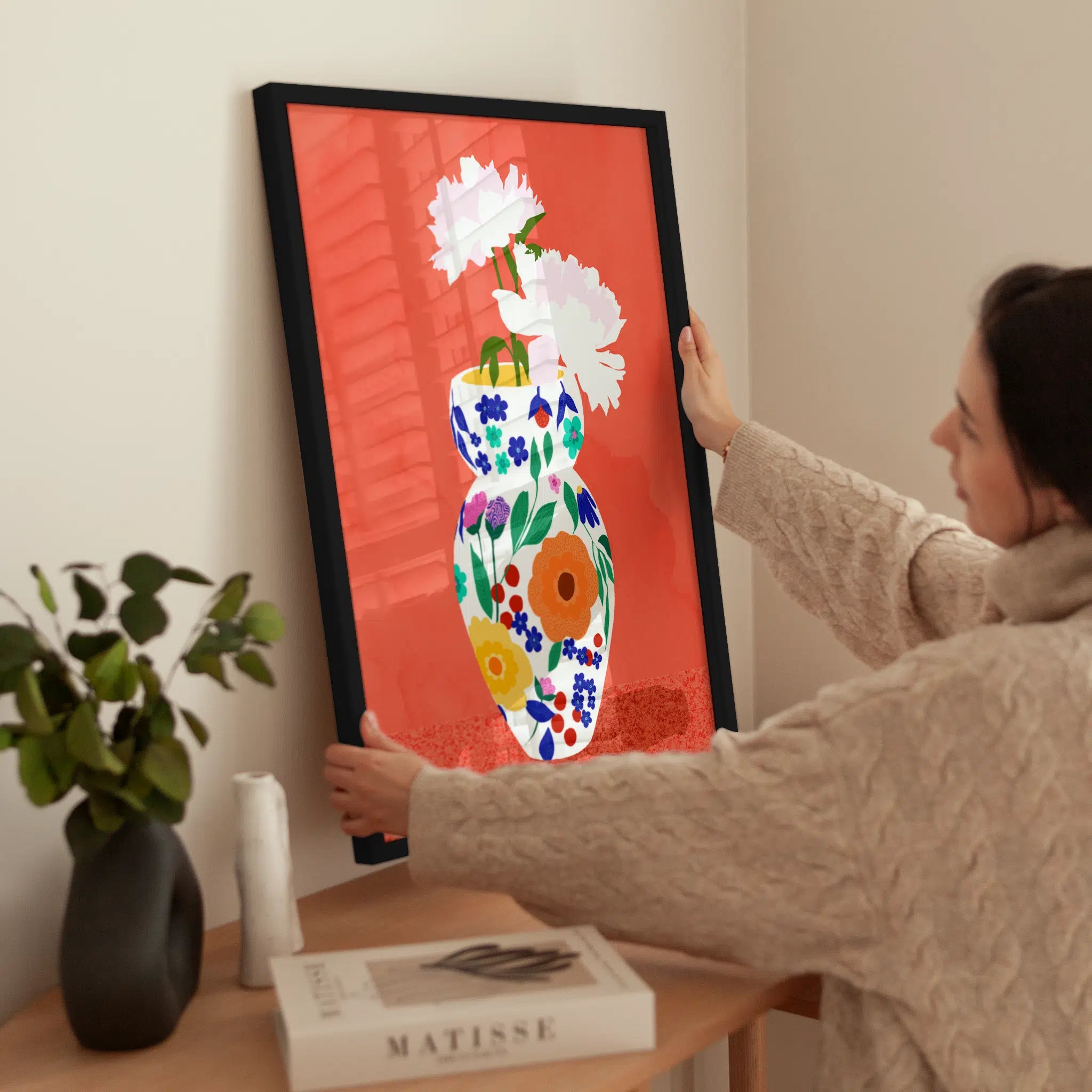 Colorful Flower Vase wird aufgehängt