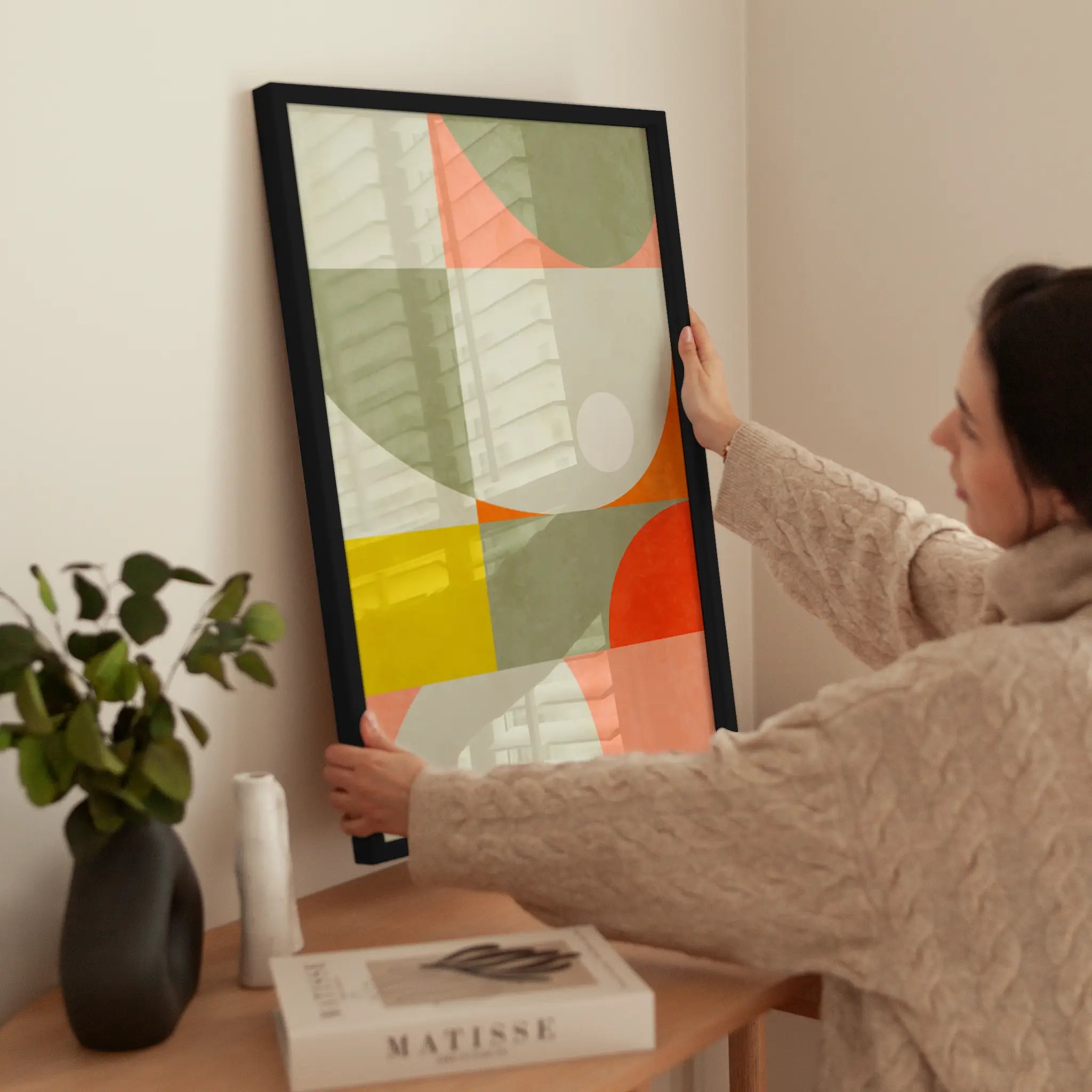 Colorful Geometrics No1 wird aufgehängt