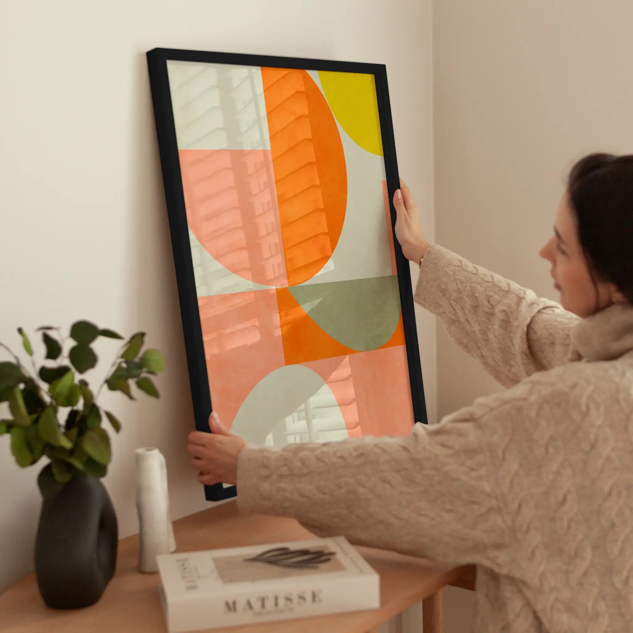 Colorful Geometrics No3 wird aufgehängt