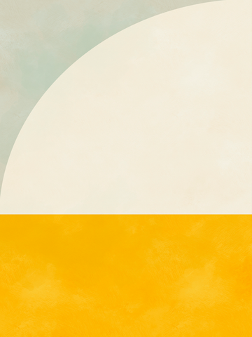 Grafische Illustration mit einem Halbkreis in Beige und einem gelben Rechteck vor einem hellgrauen Hintergrund.