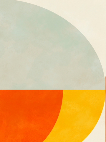 Grafik mit Halbkreisen in Orange, Gelb und Hellblau auf beigem Hintergrund.