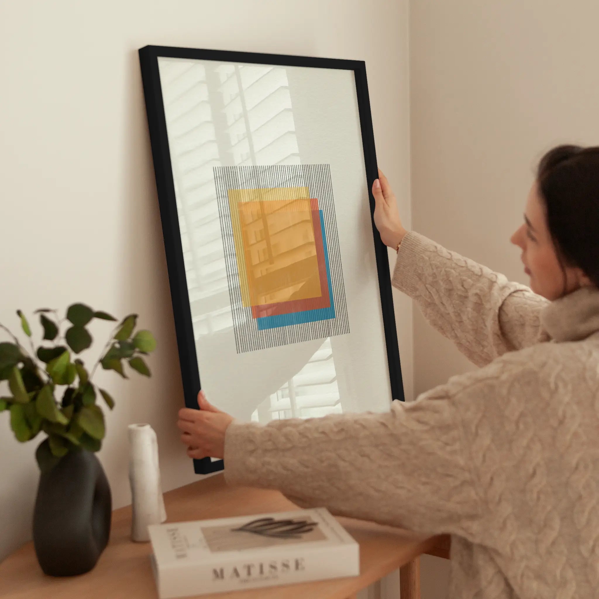 Colorful Geometry No2 wird aufgehängt