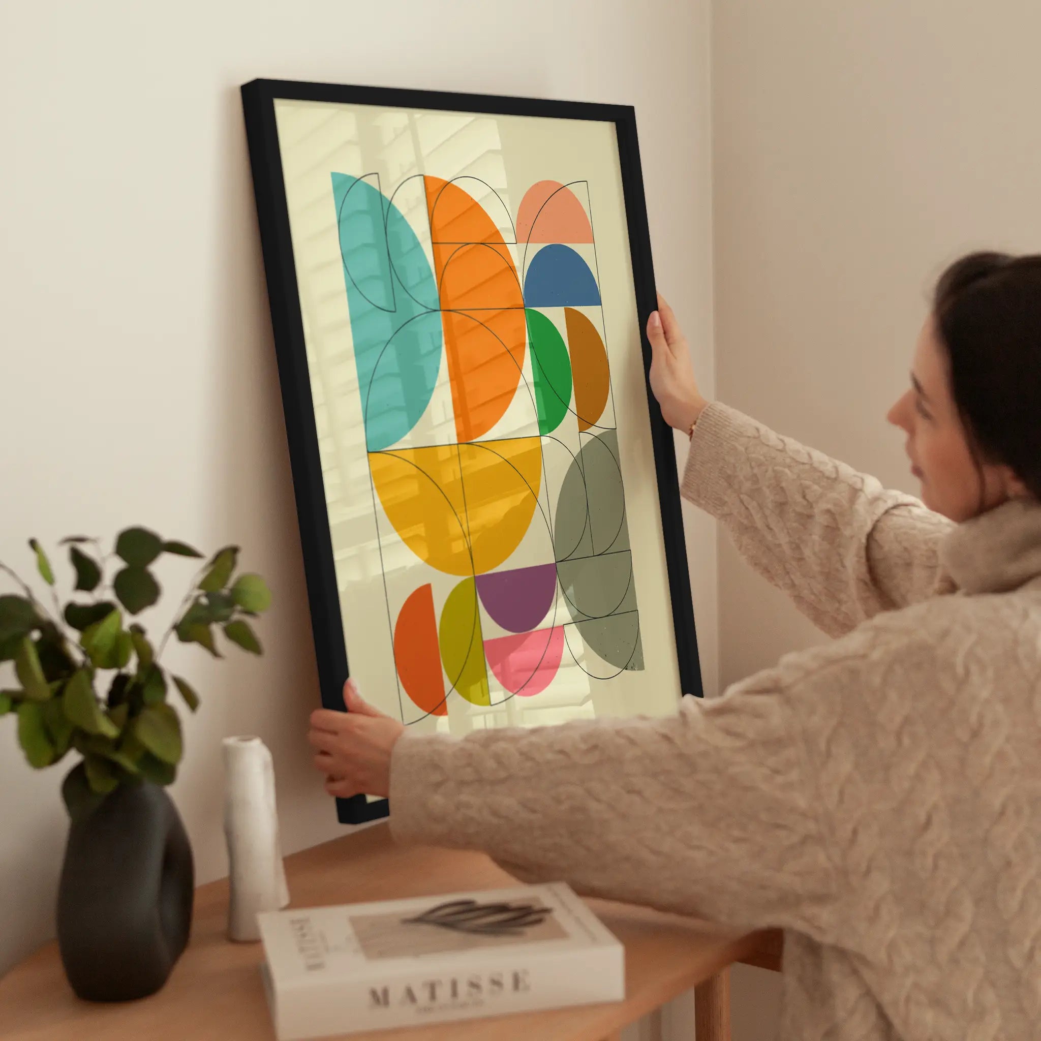 Colorful Halves wird aufgehängt