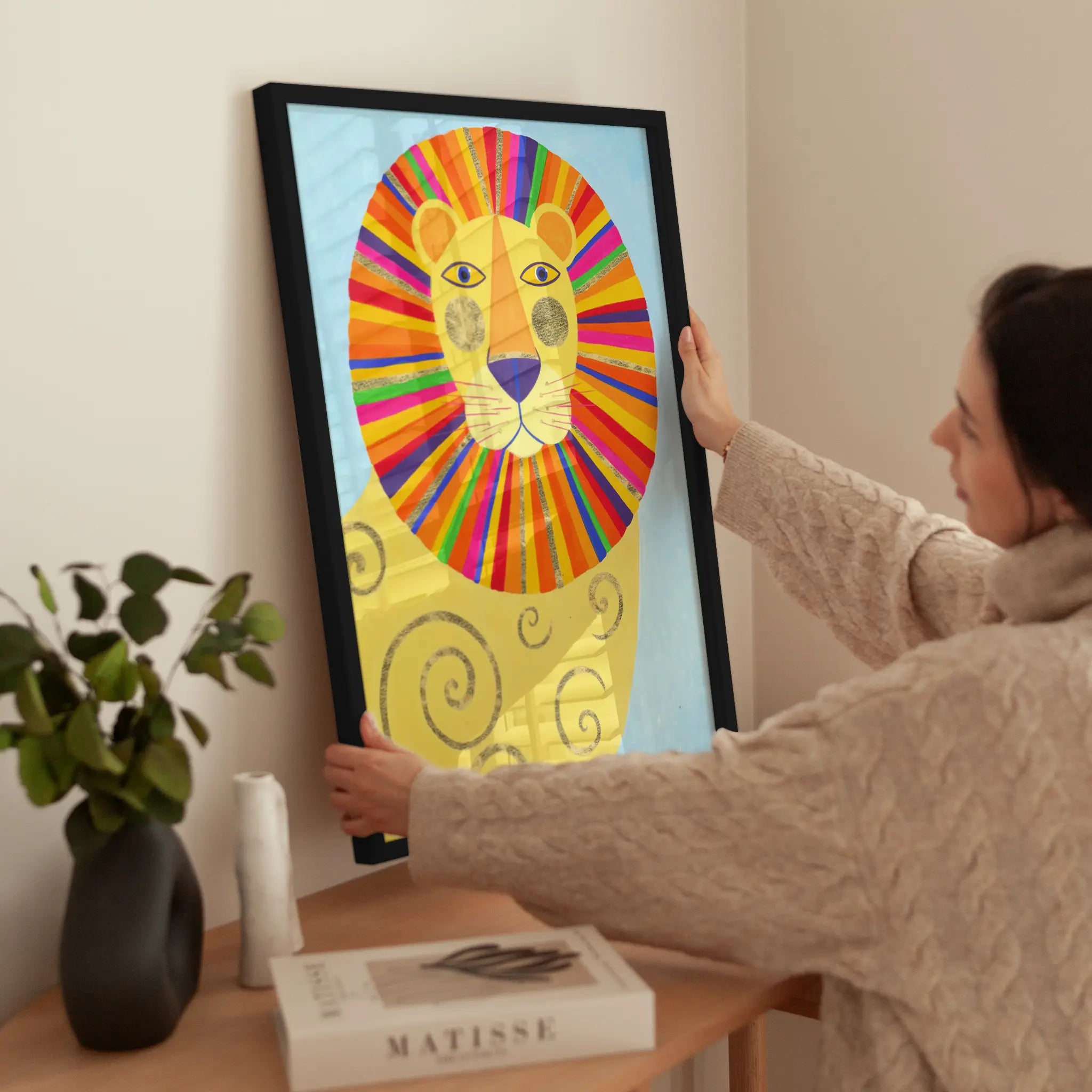Colorful Lion wird aufgehängt