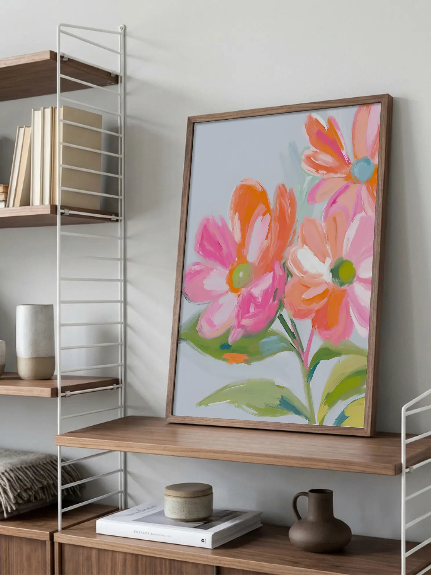 Colorful Pink Orange Flowers Poster