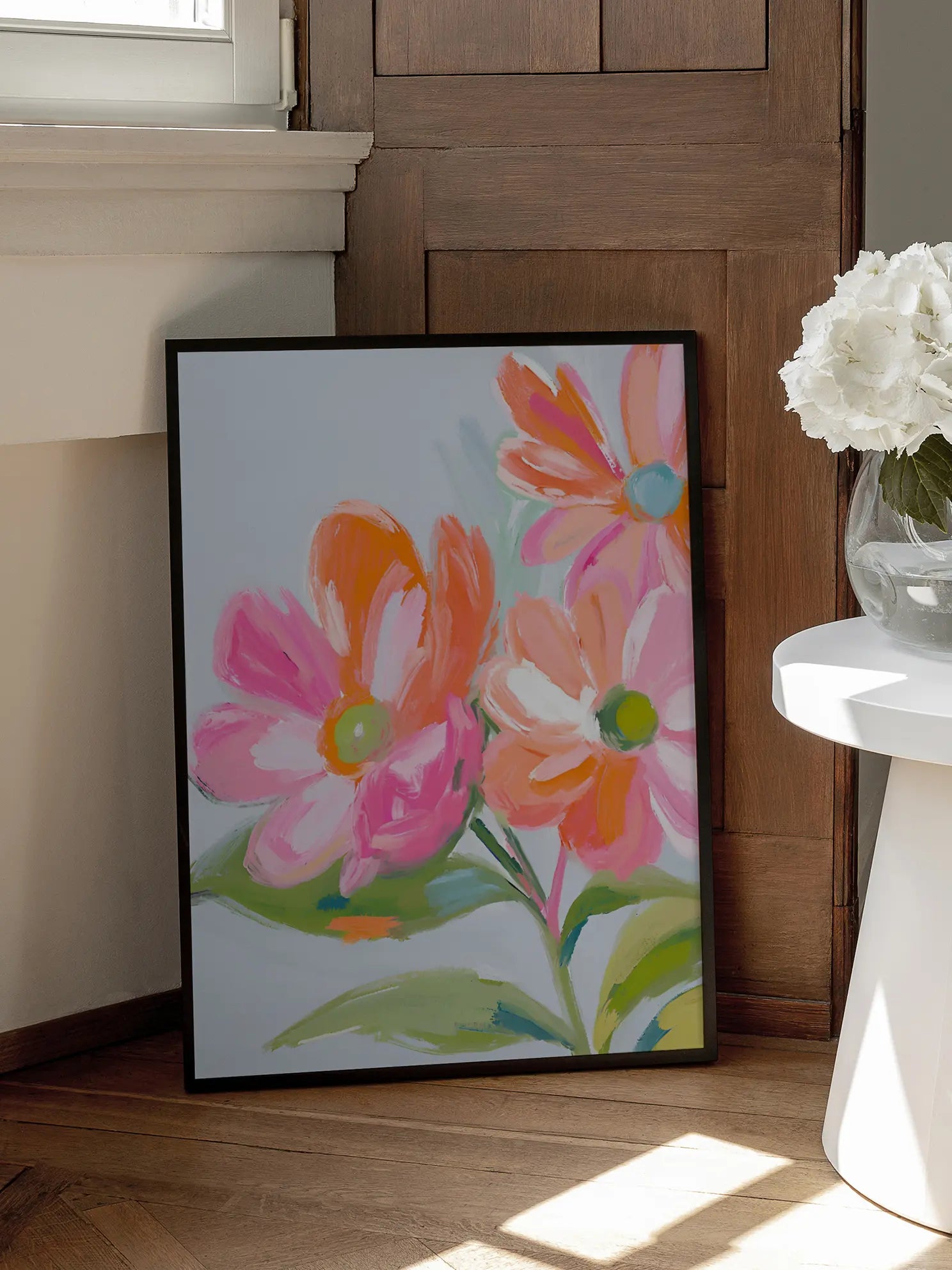Colorful Pink Orange Flowers Poster
