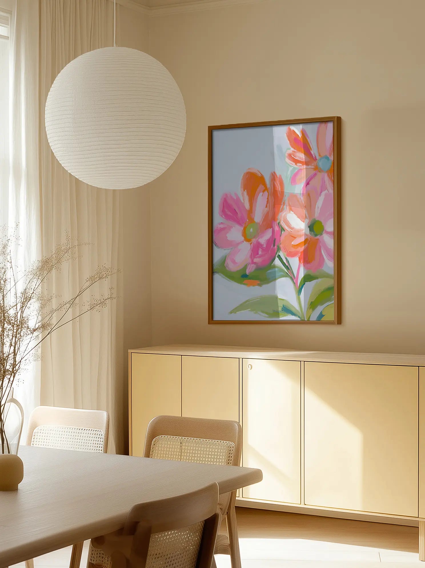 Colorful Pink Orange Flowers Poster