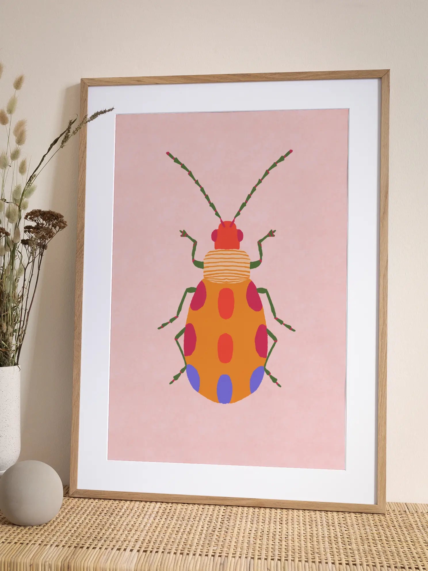 Colorful Spotted Bug Illustration Poster