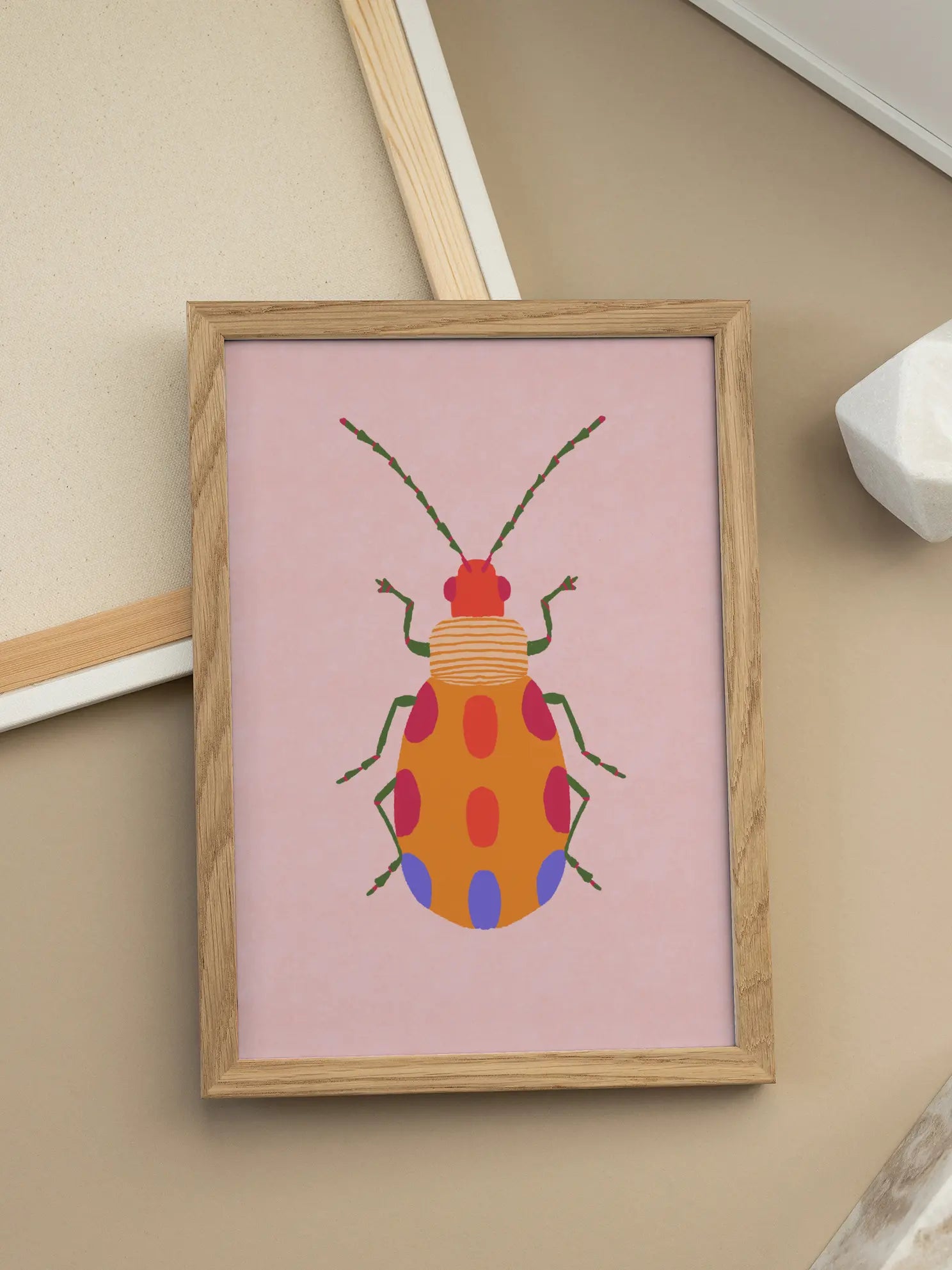 Colorful Spotted Bug Illustration Poster