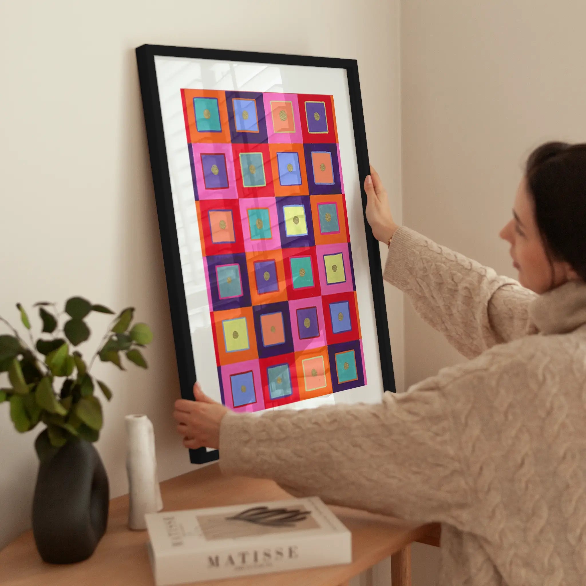 Colorful Square Pattern wird aufgehängt