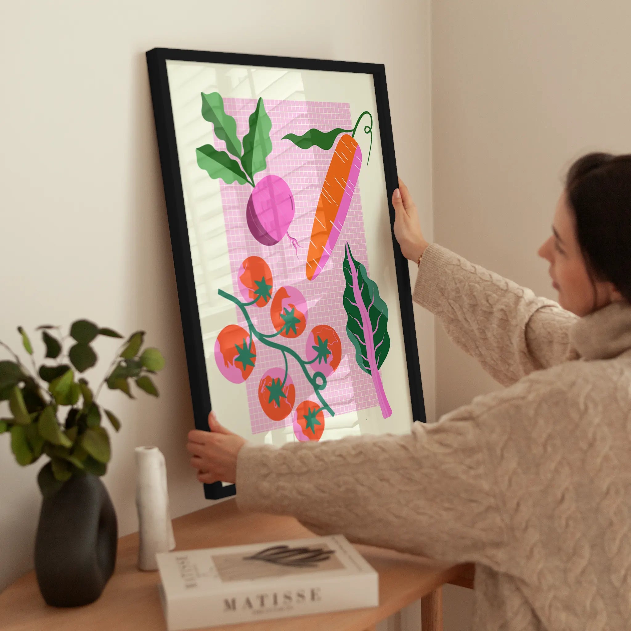 Colorful Veggies wird aufgehängt
