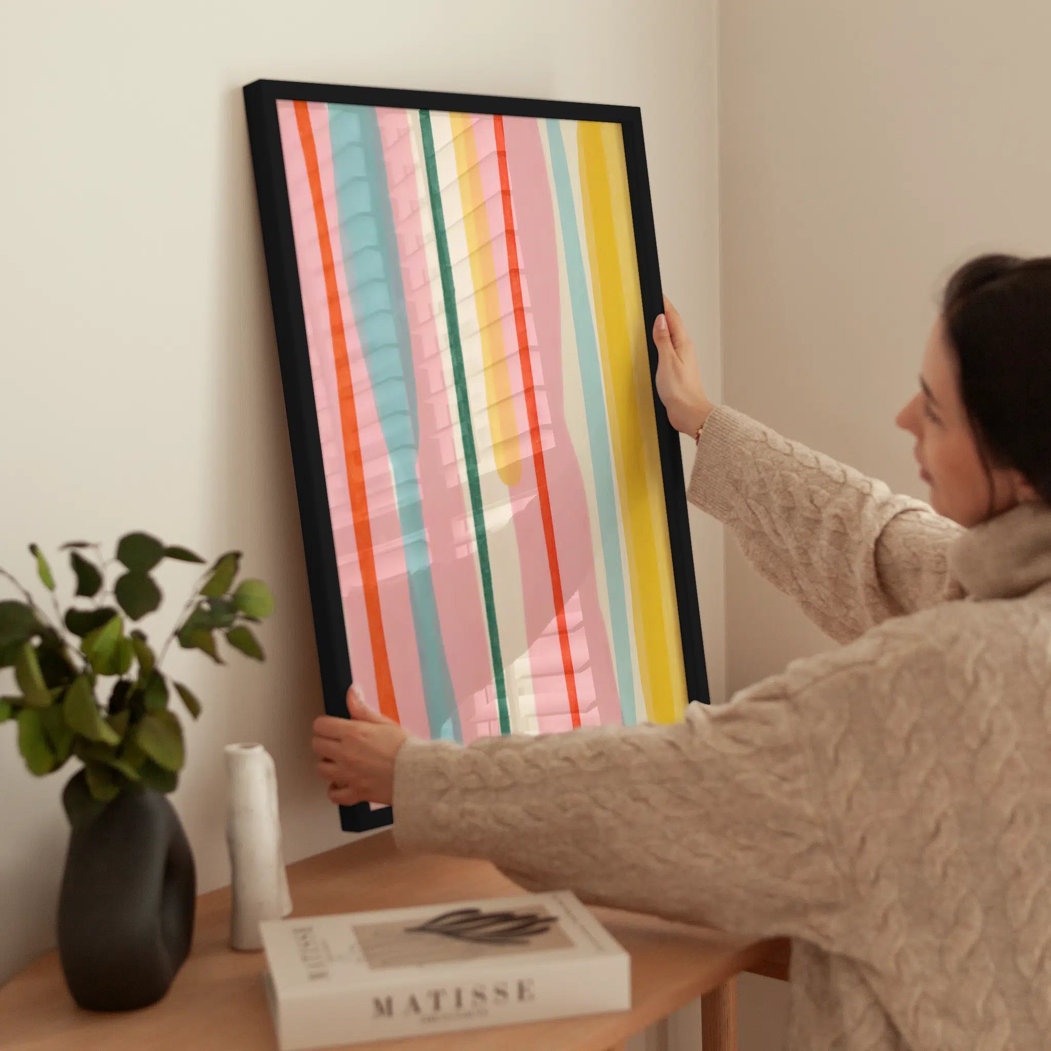 Colorful Vertical Lines wird aufgehängt