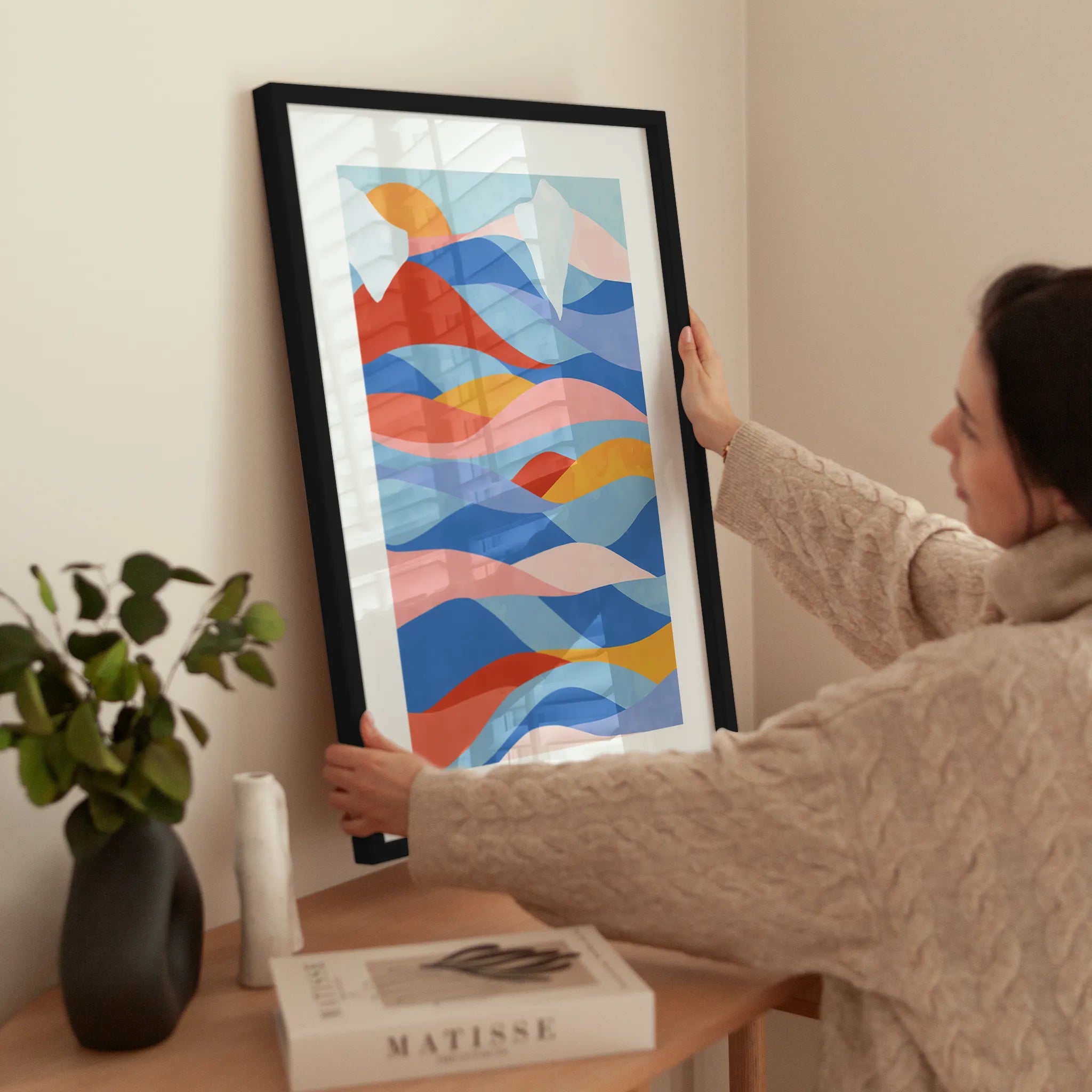 Colorful Waves wird aufgehängt