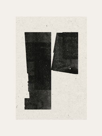 Abstrakte Grafik mit zwei schwarzen Quadraten auf grauem Hintergrund.