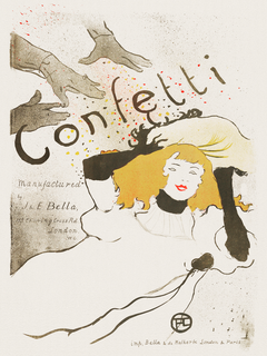 Illustration einer Frau umgeben von Konfetti und mehreren Händen, mit Retro-Charakter.