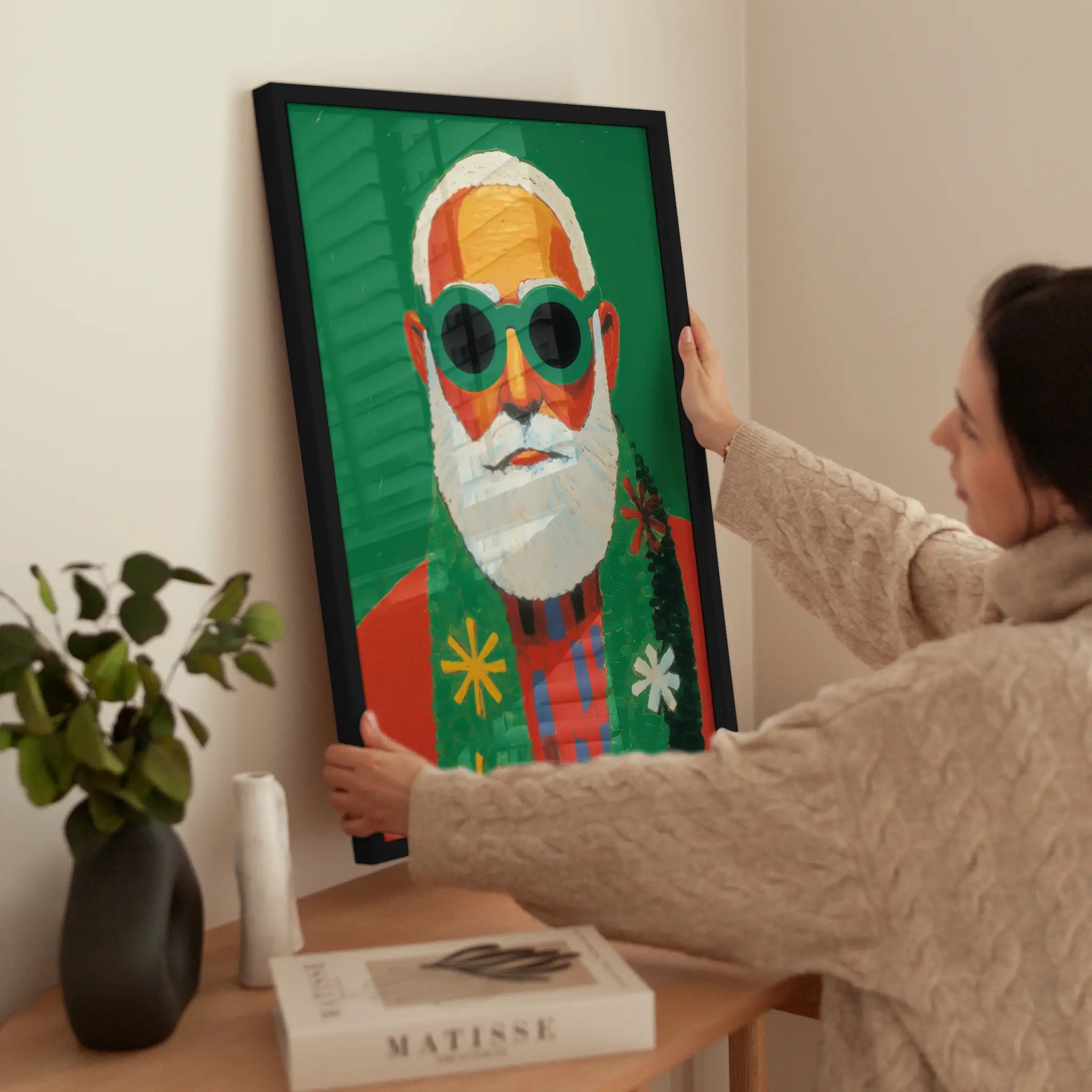 Cool Santa wird aufgehängt