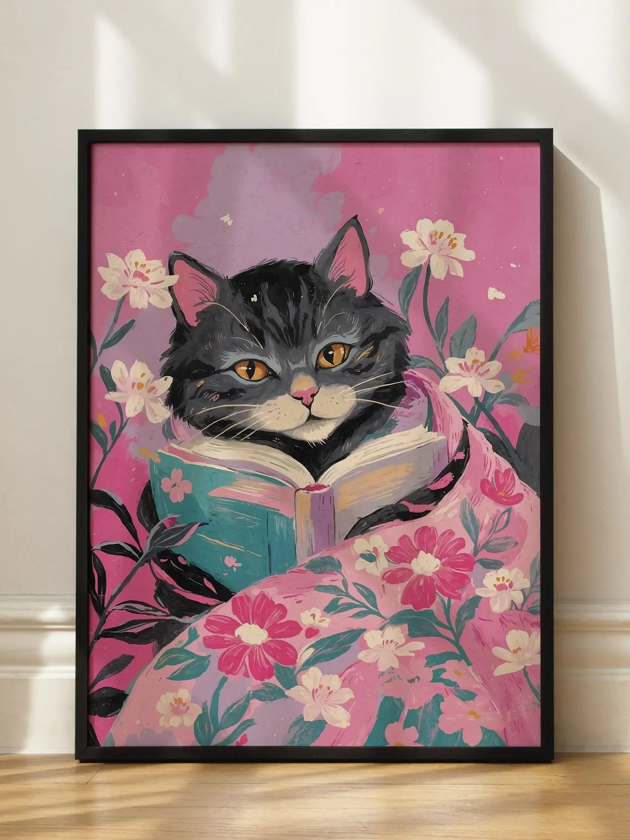 Cozy Cat Reading Poster