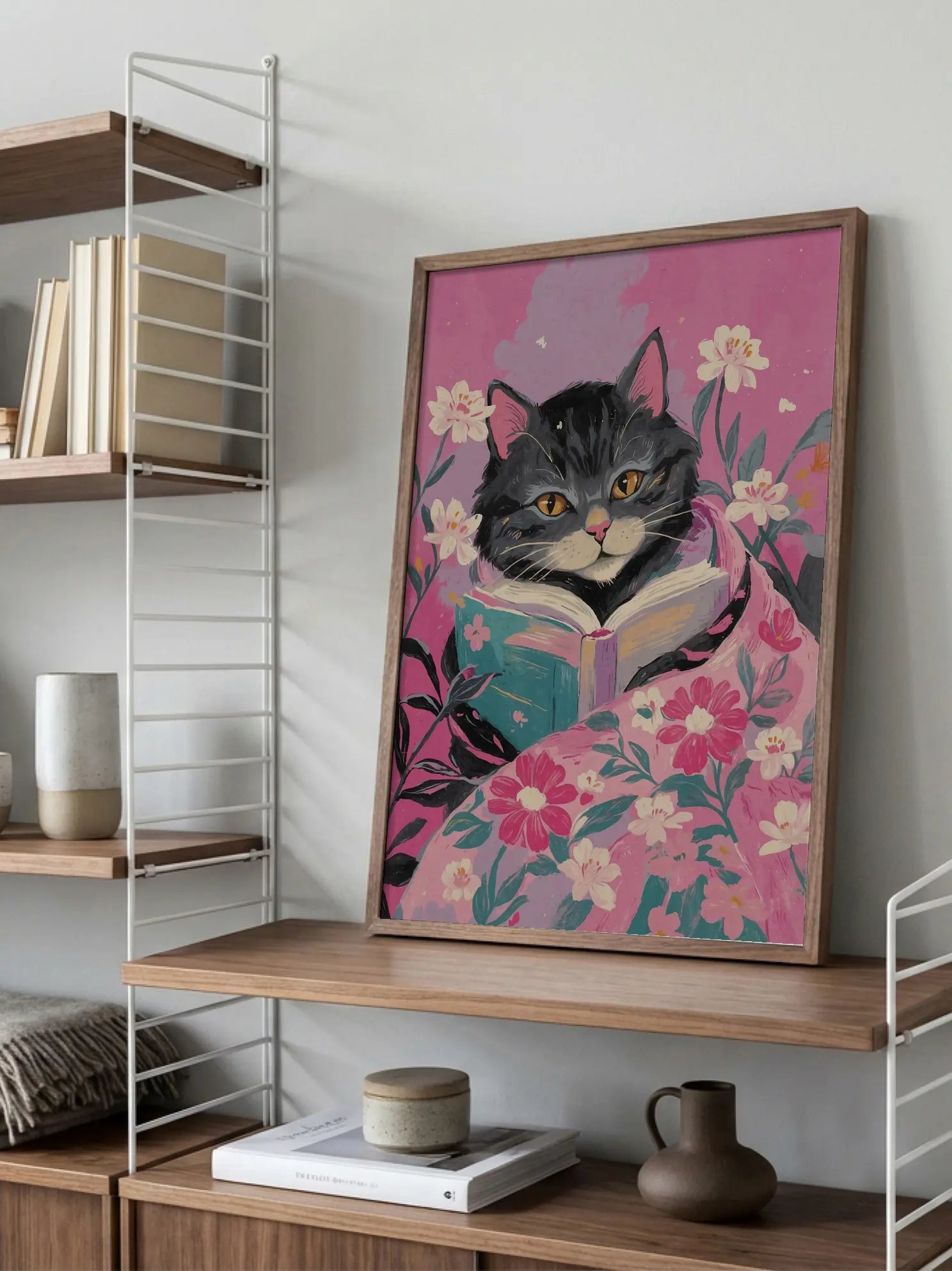 Cozy Cat Reading Poster