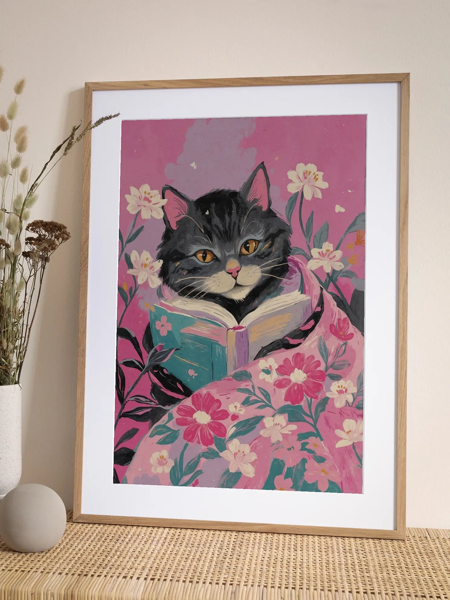 Cozy Cat Reading Poster