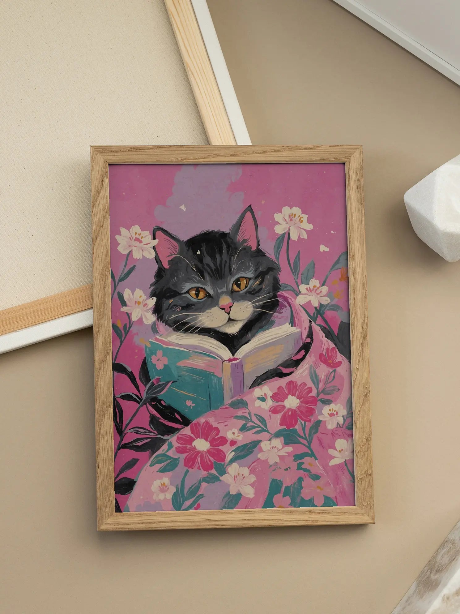 Cozy Cat Reading Poster