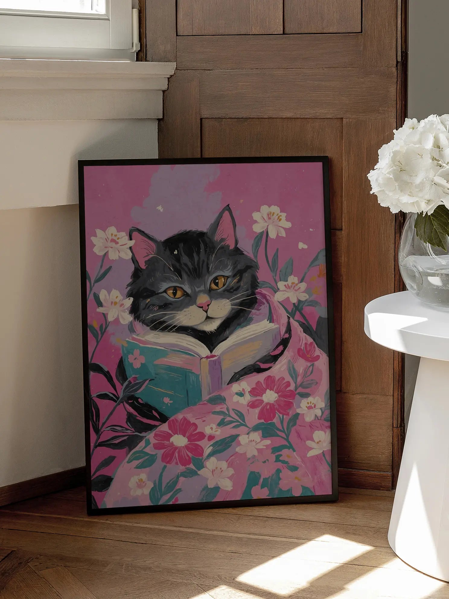 Cozy Cat Reading Poster