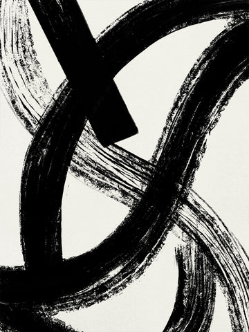 Abstrakte schwarze Pinselstriche auf weißem Hintergrund.