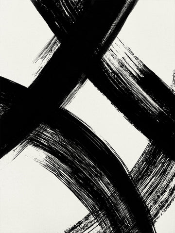 Schwarze, gekreuzte Pinselstriche auf weißem Hintergrund.