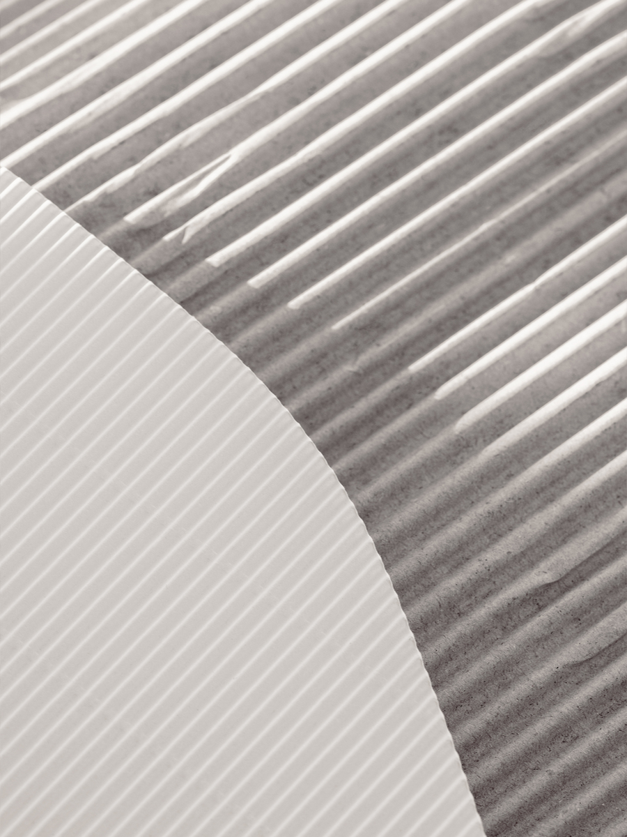 Ein Poster mit geschwungenen, gestreiften Strukturen und Lichtspiel.