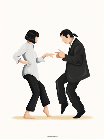Illustration von zwei Figuren in einem Tanzwettbewerb.