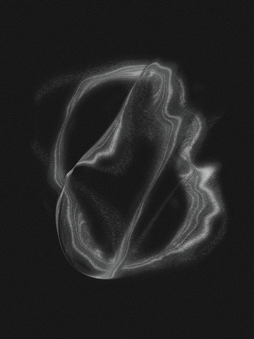 Abstrakte Darstellung von fließenden weißen Linien auf schwarzem Hintergrund.