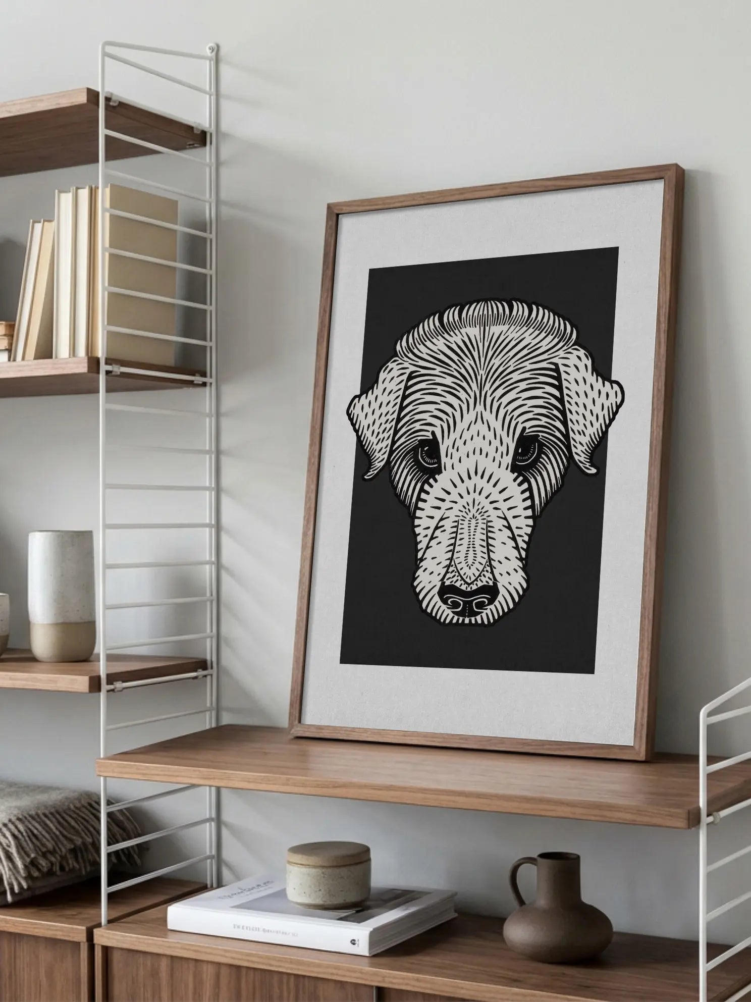 Dog in Black and White Poster