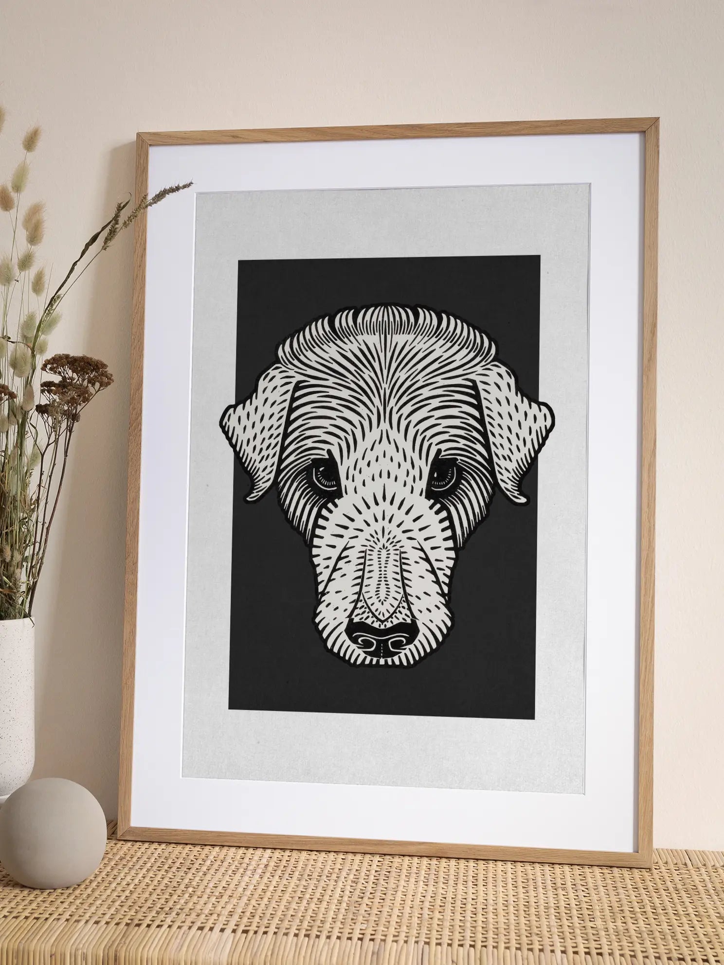 Dog in Black and White Poster