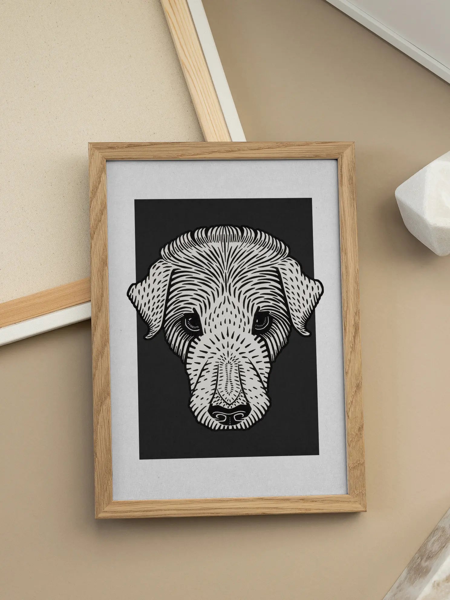 Dog in Black and White Poster