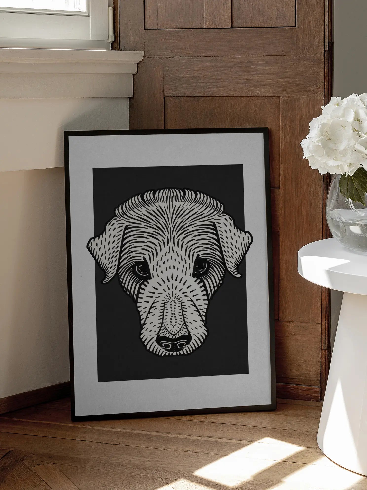 Dog in Black and White Poster