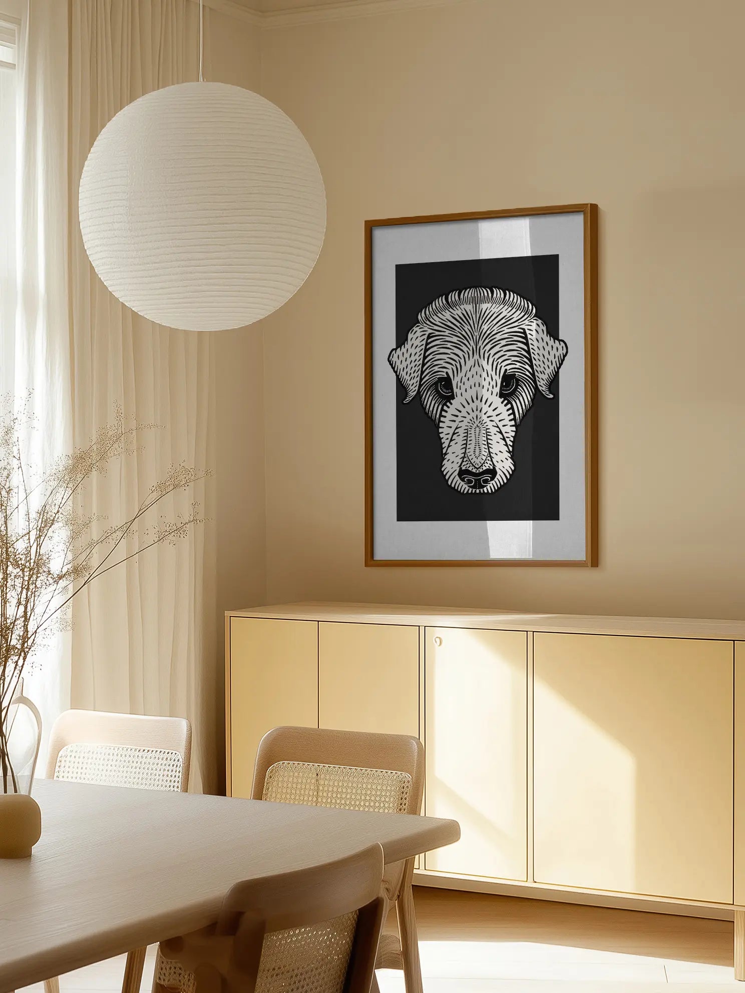 Dog in Black and White Poster