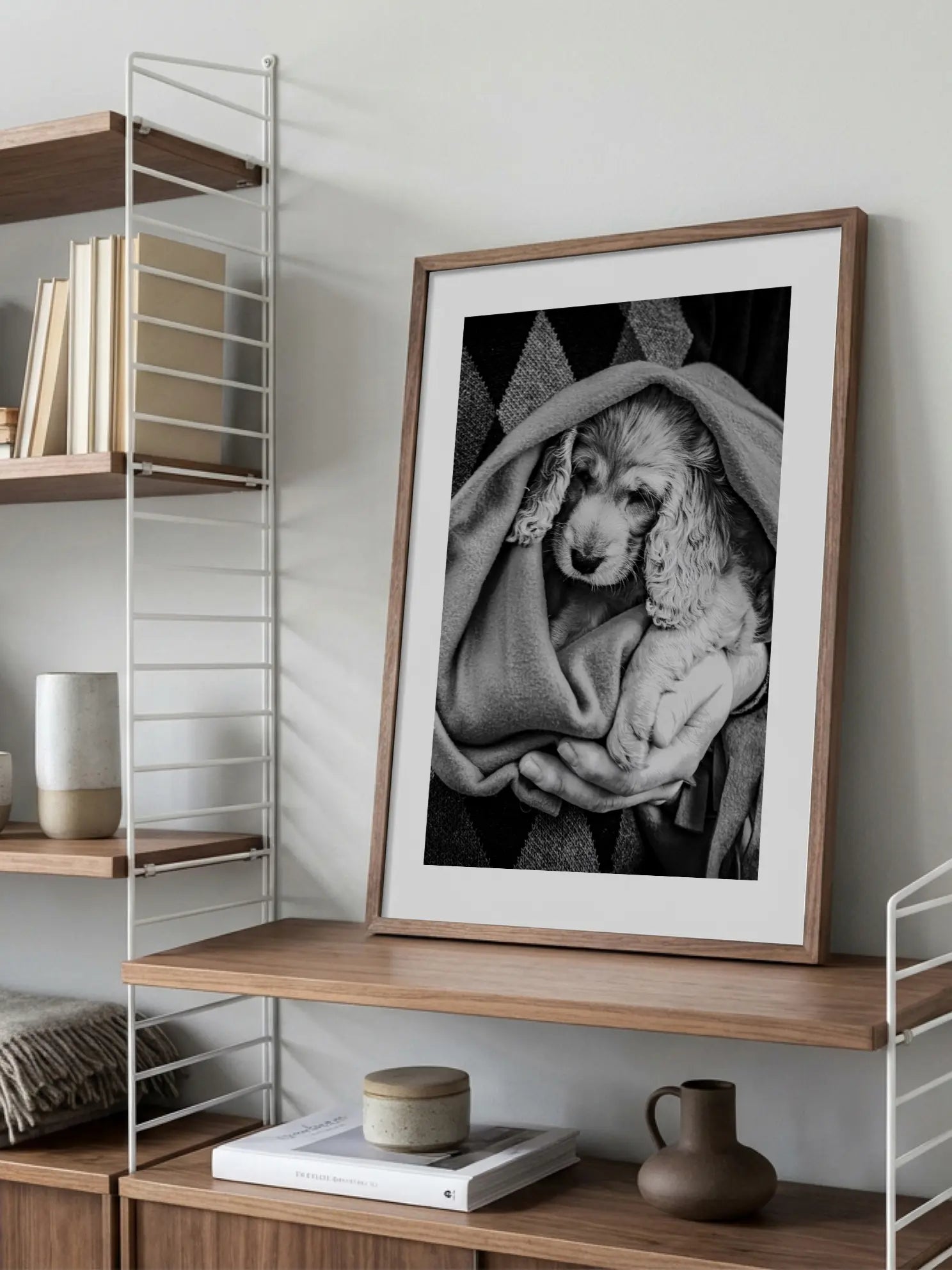 Dog in Blanket Poster